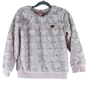 Juicy Couture Girls Pink Plush Faux Fur Heart Sweater
